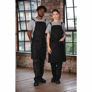 Southside Linen Blend Bib Apron Black - BB691 - 1