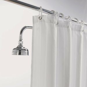 Mitre Luxury Satin Stripe Shower Curtain White 1800mm - GW414 - 1