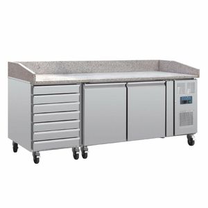 Polar U-Series Double Door Pizza Counter with Marble Top and Dough Drawers 290Ltr - CT423 - 1