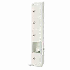 Elite Five Door Padlock Locker with Sloping Top White - GR306-PS - 1