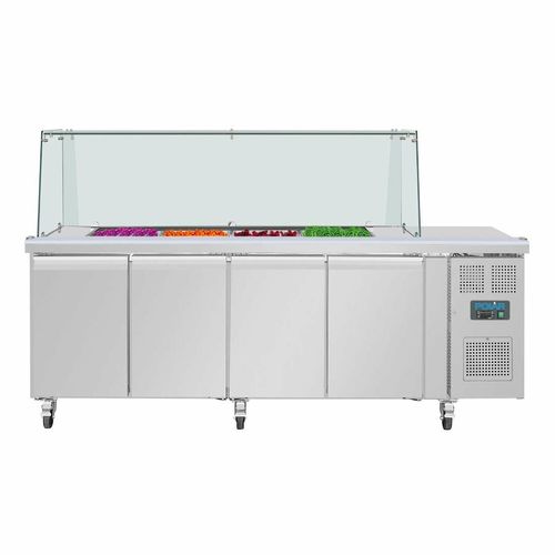 Polar U-Series GN Saladette Counter with Square Sneeze Guard 4 Door - 7