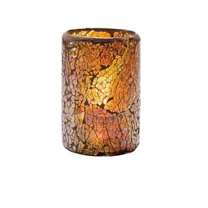 Hollowick Crackle Gold Crackle Glass Cylinder Lamp 80mm x 114mm (Pack of 12) - VV4047 - 1