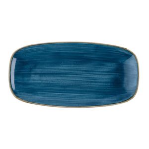 Churchill Stonecast Java Blue Chef's Oblong Plates 288 x 152mm (Pack of 12) - HR392 - 1