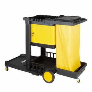 Jantex Cleaning Trolley Black with Lockable Cabinet - FU998 - 3