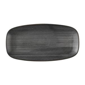 Churchill Stonecast Raw Black Chefs Oblong Plates 280 x 152mm (Pack of 12) - HX051 - 1