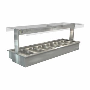 Cossiga Linear Series Drop-in Bain Marie 6x1/1GN w/Flat Top Sneeze Guard 2165mm - HT659 - 1