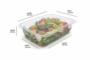 1500ml Rectangular Hinged Lid Salad Container (Case of 200) - 3