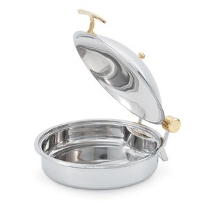 Vollrath Round Intrigue Induction Chafer w/Brass Trim & St/Steel Food Pan - 1