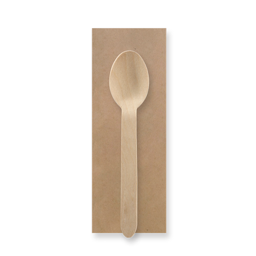 BioPak 16cm Coated Individually Wrapped Wooden Spoon Packs | FSC™ Certified (Pack of 250) - HY-16S-IW-COATED - 1