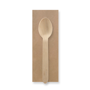 BioPak 16cm Coated Individually Wrapped Wooden Spoon Packs | FSC™ Certified (Pack of 250) - HY-16S-IW-COATED - 1