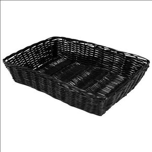 Black Rattan Basket Rect 28X40Cm 16Inx11In - C03018K - 1