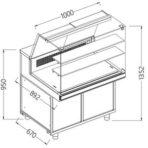 Diamond CFA10XR Static Hot & Cold Patisserie Deli Display Counter, 1000mm - CFA10XR - 1