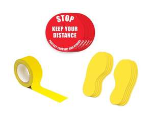 Kit 1A - Stop Keep Your Distance, Marking Tape and Footprints for Coronavirus Covid-19 Social Distancing - 1