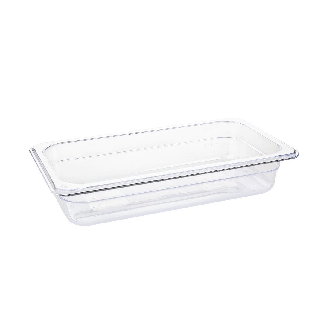 Vogue Polycarbonate 1/3 Gastronorm Container 65mm Clear - U232  - 1