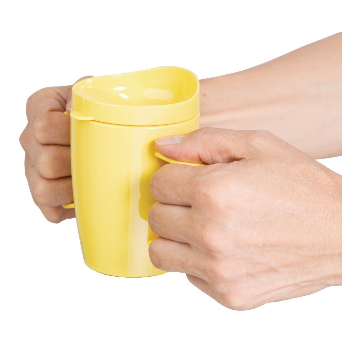 Olympia Kristallon Heritage Double-Handled Mugs with Lids Yellow 300ml (Pack of 4) - DW709  - 2