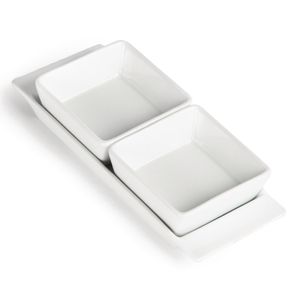 Olympia Whiteware Snack Dishes with Plates 2 Section (Pack of 2) - U815  - 1