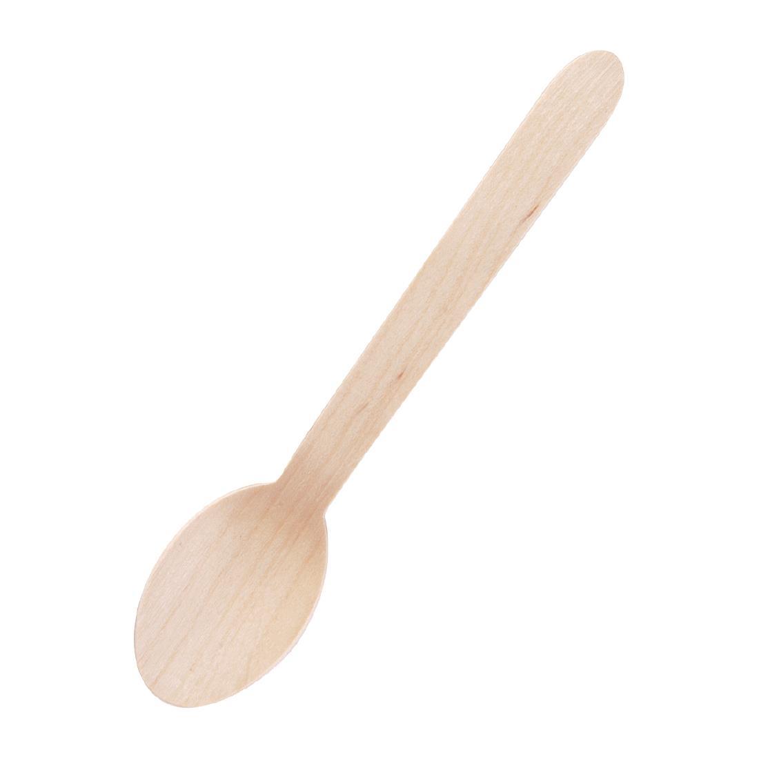 Fiesta Compostable Disposable Wooden Dessert Spoons (Pack of 100) - CD904  - 1