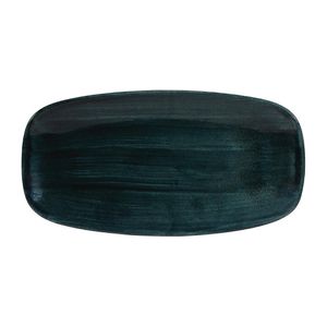 Churchill Stonecast Patina Oblong Chef Plates Rustic Teal  298 x 153mm (Pack of 12) - FA598  - 1