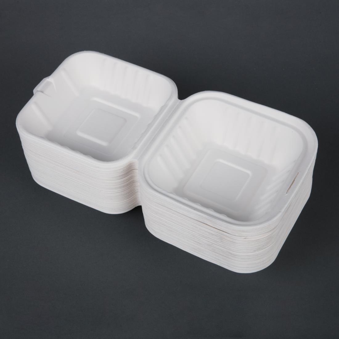 Fiesta Compostable Bagasse Burger Boxes with Side Ridges 152mm (Pack of 500) - DW246  - 3