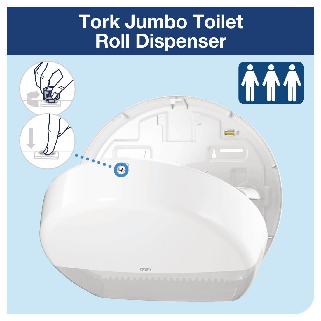 Tork Jumbo Toilet Roll Dispenser White - DB464  - 3