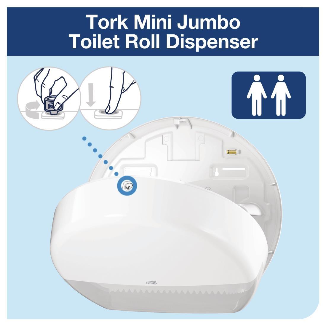 Tork Mini Jumbo Toilet Roll Dispenser White - DB463  - 2