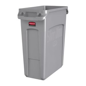 Rubbermaid Slim Jim Container With Venting Channels Grey 60Ltr - F603  - 1