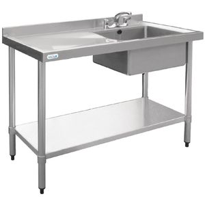 Vogue Stainless Steel Sink Left Hand Drainer 1000x600mm - U902  - 1