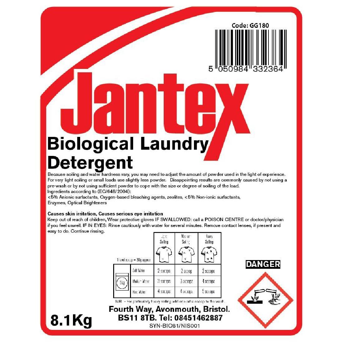 Jantex Biological Laundry Detergent Powder 8.1kg - GG180  - 2