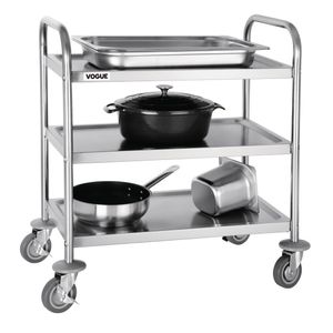 Vogue Stainless Steel 3 Tier Clearing Trolley Small - F993  - 2