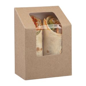 Colpac Compostable Kraft Tuck-Top Wrap Packs With PLA Window (Pack of 500) - FA378  - 1