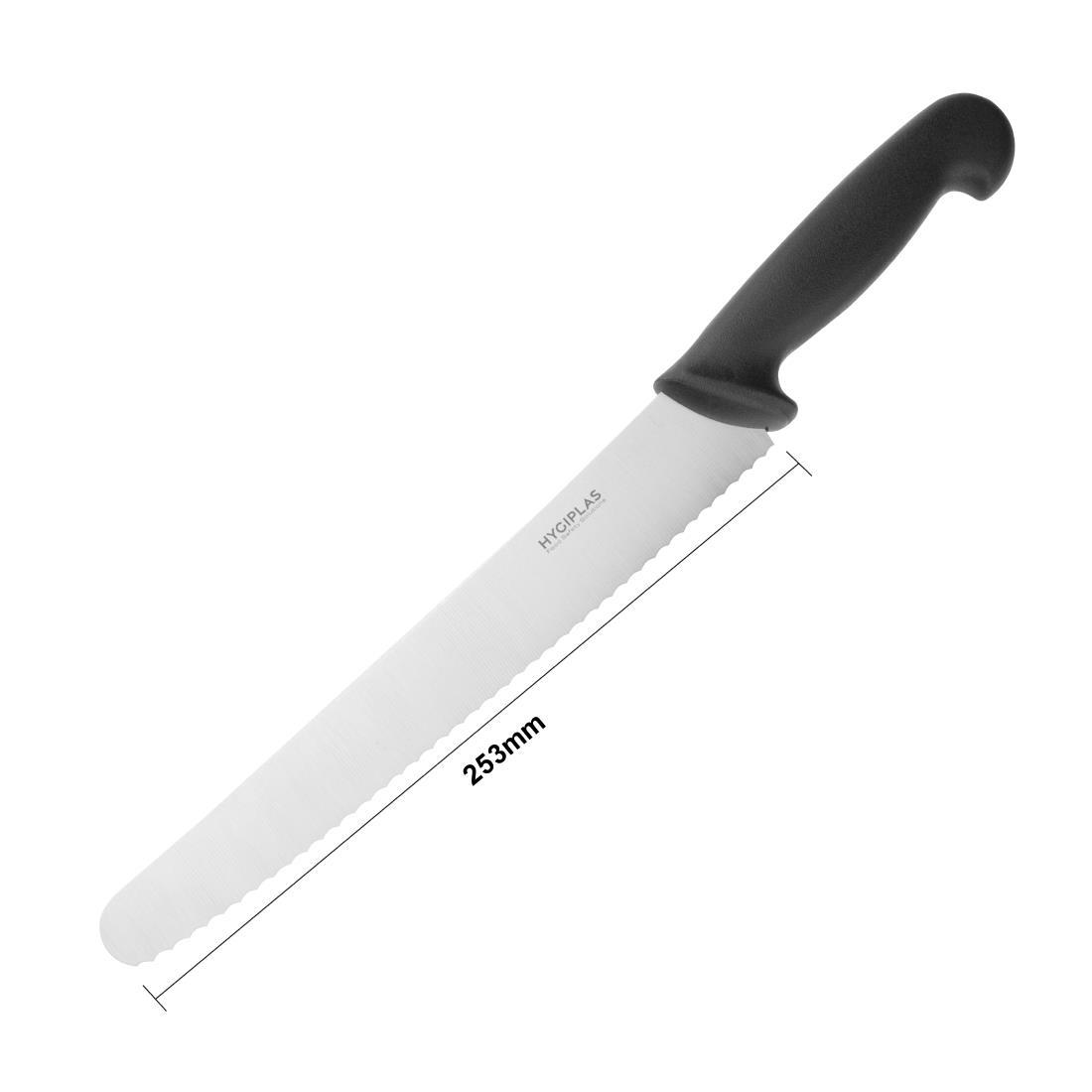 Hygiplas Serrated Pastry Knife Black 25.5cm - CF895  - 5