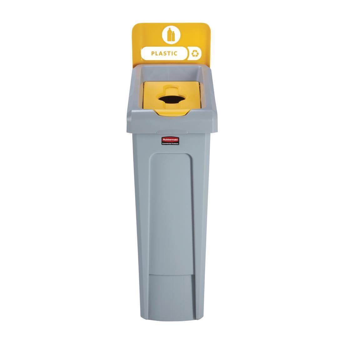 Rubbermaid Slim Jim Plastic Recycling Station Yellow 87Ltr - DY085  - 2