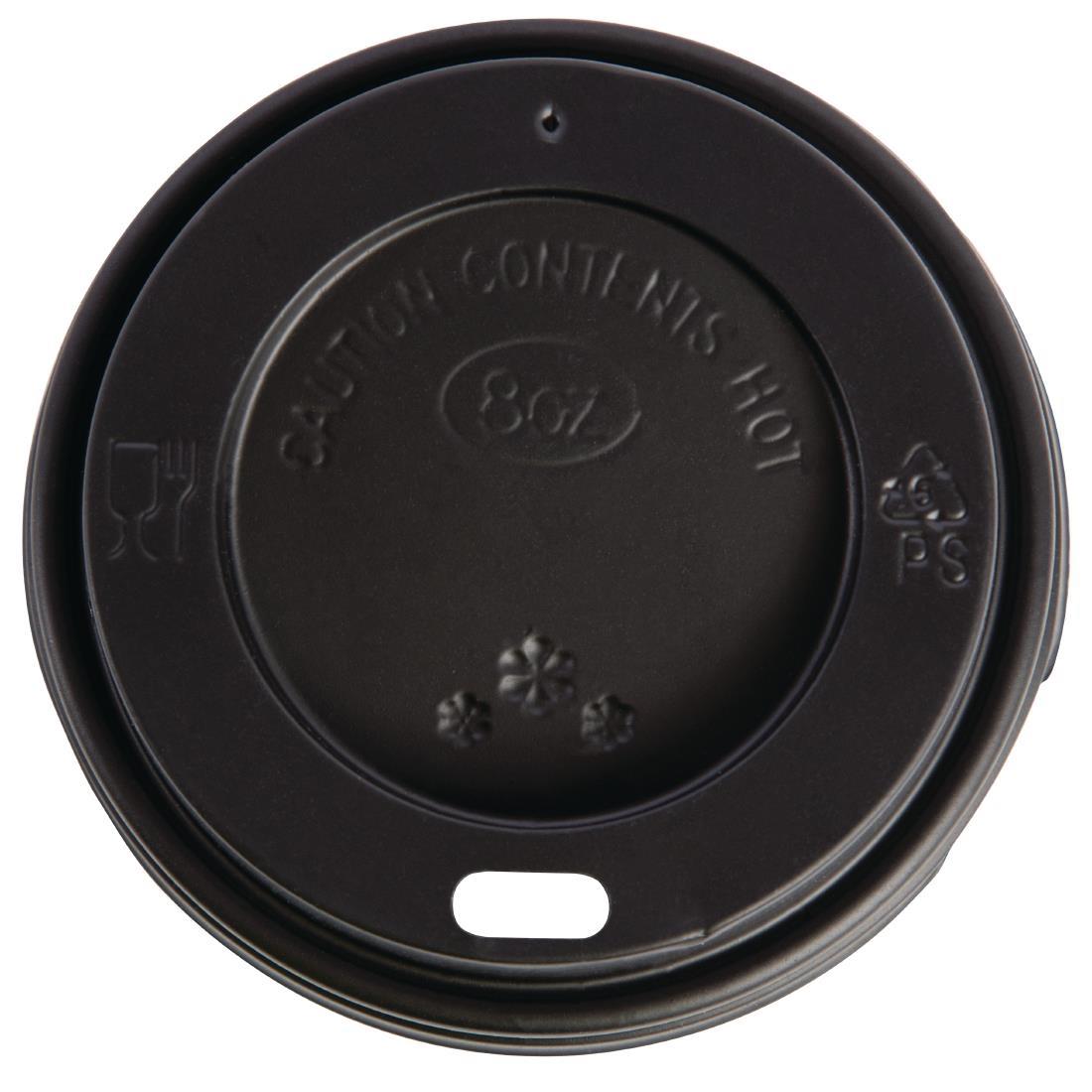 Fiesta Recyclable Coffee Cup Lids Black 225ml / 8oz (Pack of 50) - CW715  - 2