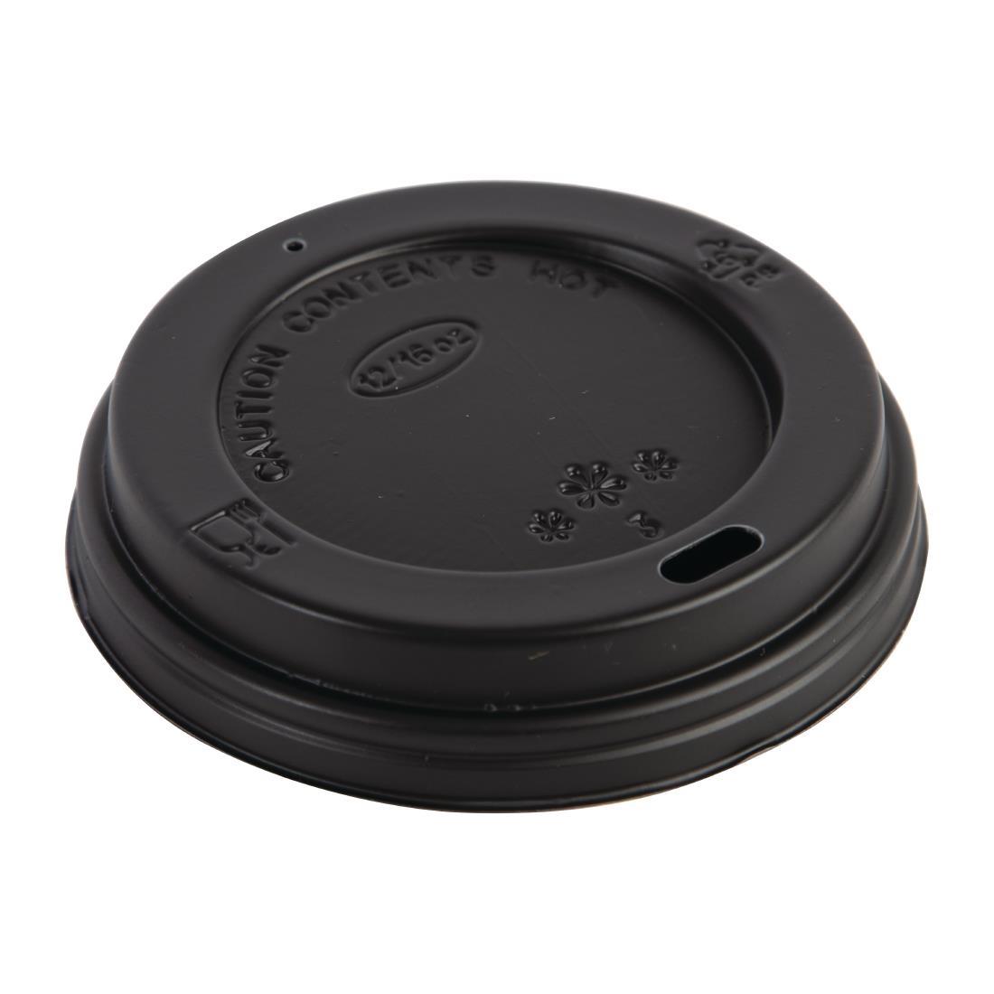 Fiesta Recyclable Coffee Cup Lids Black 340ml / 12oz and 455ml / 16oz (Pack of 50) - CW717  - 1