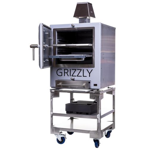Grizzly Commercial Charcoal Oven and Smoker Grill Grey with Stand - FW672  - 2