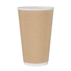 Fiesta Recyclable Coffee Cups Ripple Wall Kraft 455ml / 16oz (Pack of 25) - GF025  - 1