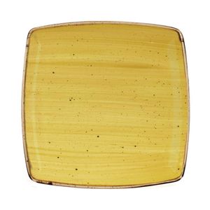 Churchill Stonecast Deep Square Plate Mustard Seed Yellow 260mm (Pack of 6) - DF793  - 1