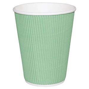 Turquoise Ripple Wall 8oz Recyclable Hot Cups Fiesta - Case: 25 - GP418 - 1