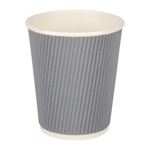 Fiesta Recyclable Coffee Cups Ripple Wall Charcoal 225ml / 8oz (Pack of 25) - GP430  - 1