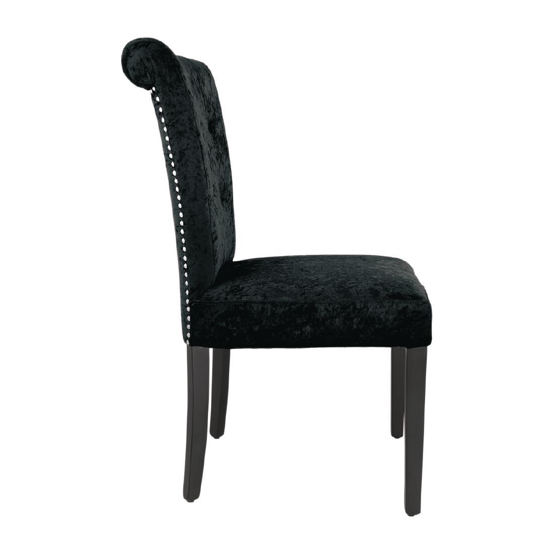 Bolero Black Crushed Velvet Dining Chair (Pack of 2) - DR307  - 4