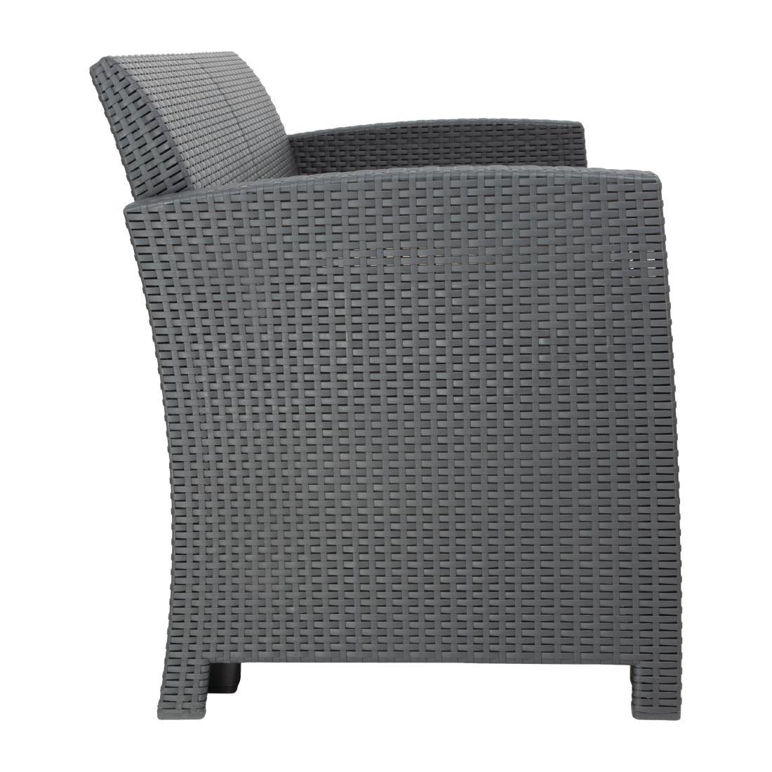 Bolero PP Armchair and Table Wicker Set Grey - DR309  - 3