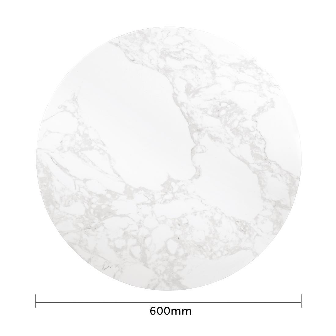 Bolero Round Marble Effect Table Top White 600mm - DC300  - 5