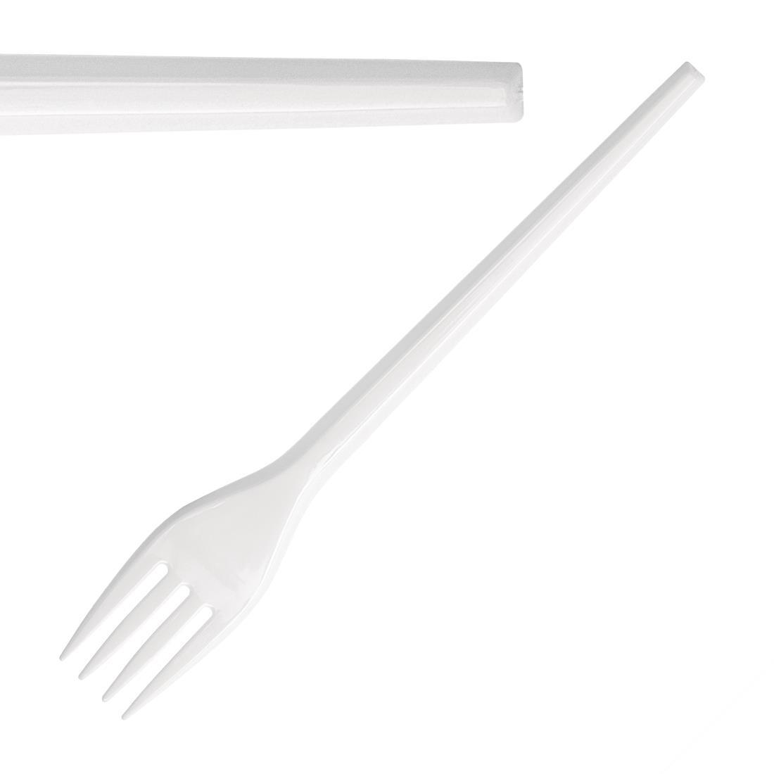 Fiesta Lightweight Disposable Plastic Forks White (Pack of 100) - U641  - 5