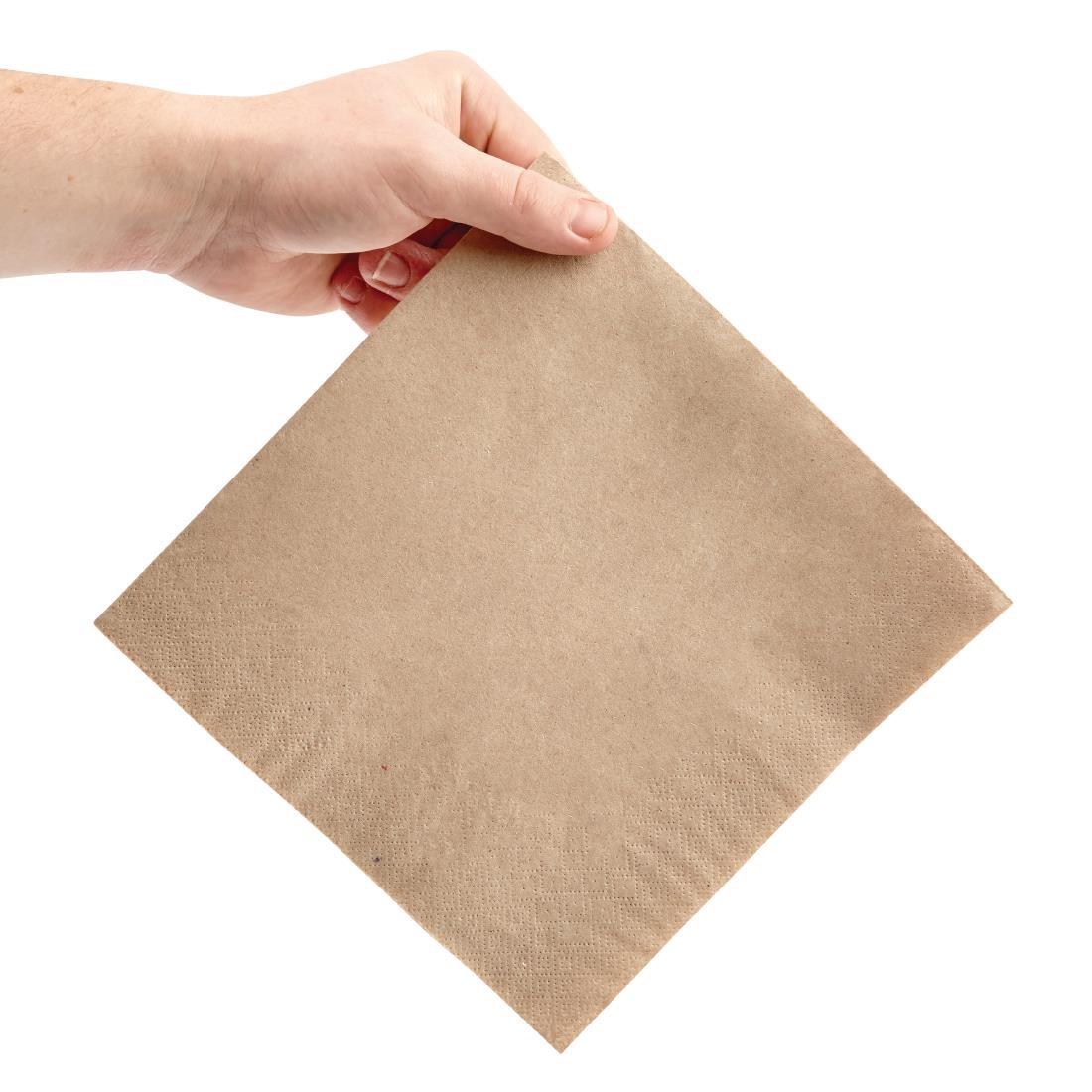 Fiesta Recyclable Recycled Dinner Napkin Kraft 40x40cm 2ply 1/4 Fold (Pack of 2000) - FE242  - 3
