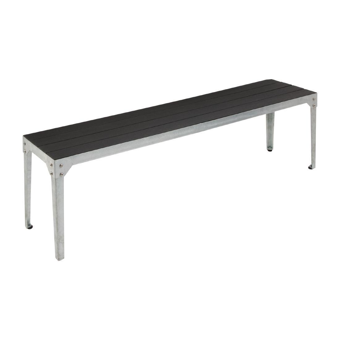 Bolero Charcoal Faux Wood and Steel Bench (Pack of 2) - DS162  - 1