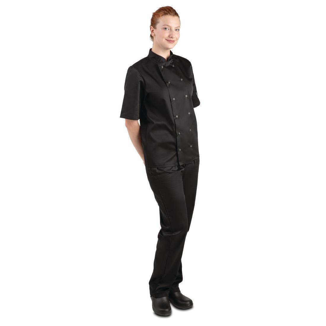 Whites Vegas Unisex Chefs Jacket Short Sleeve Black 4XL - A439-4XL  - 6