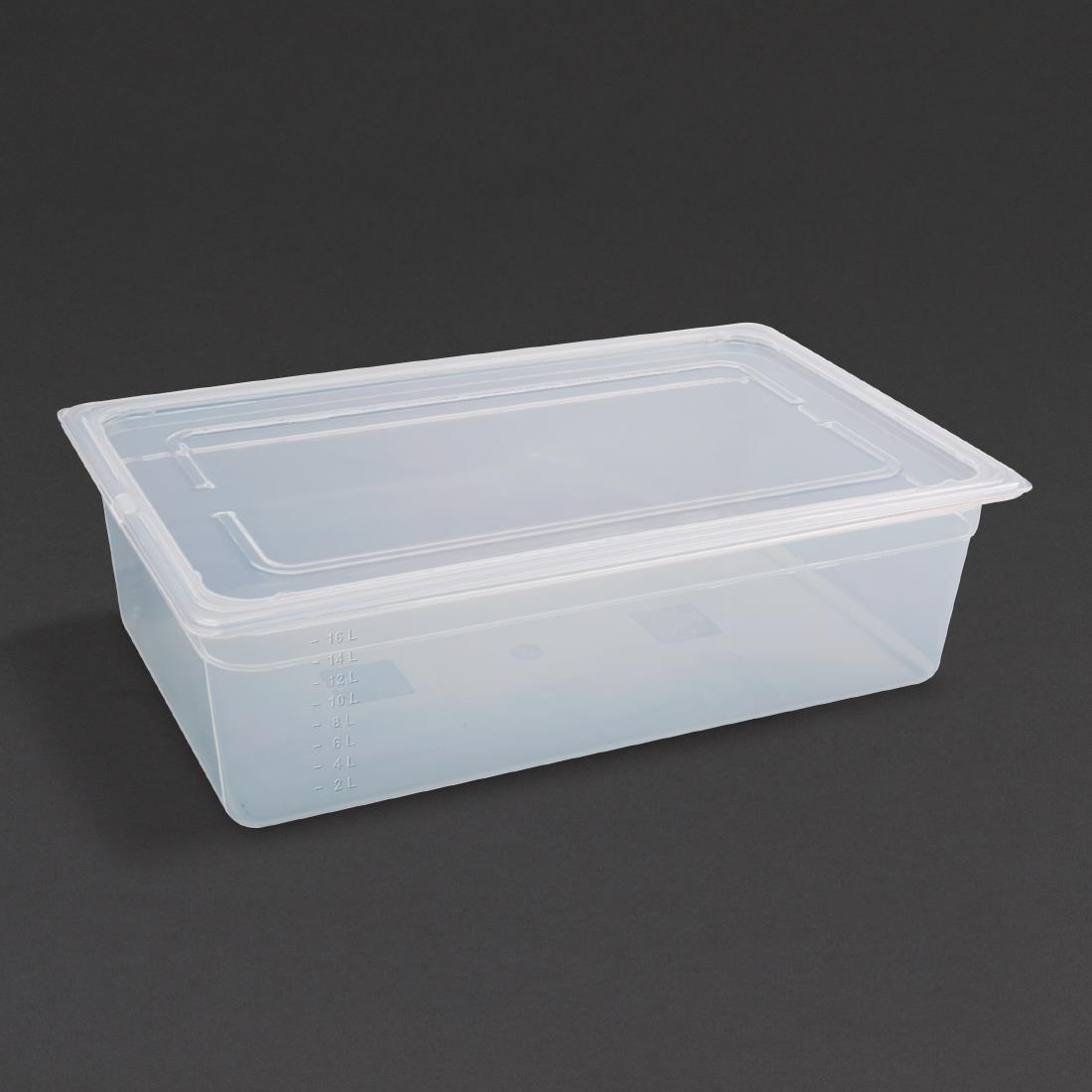 Vogue Polypropylene 1/1 Gastronorm Container with Lid 150mm (Pack of 2) - GJ512  - 1