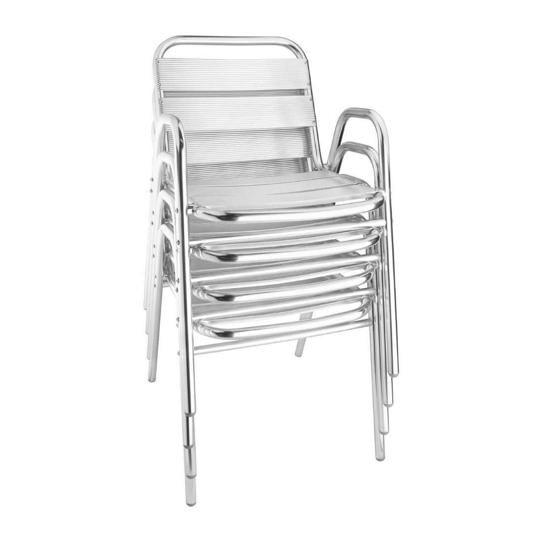 Bolero Aluminium Stacking Chairs Arched Arms (Pack of 4) - U501  - 4