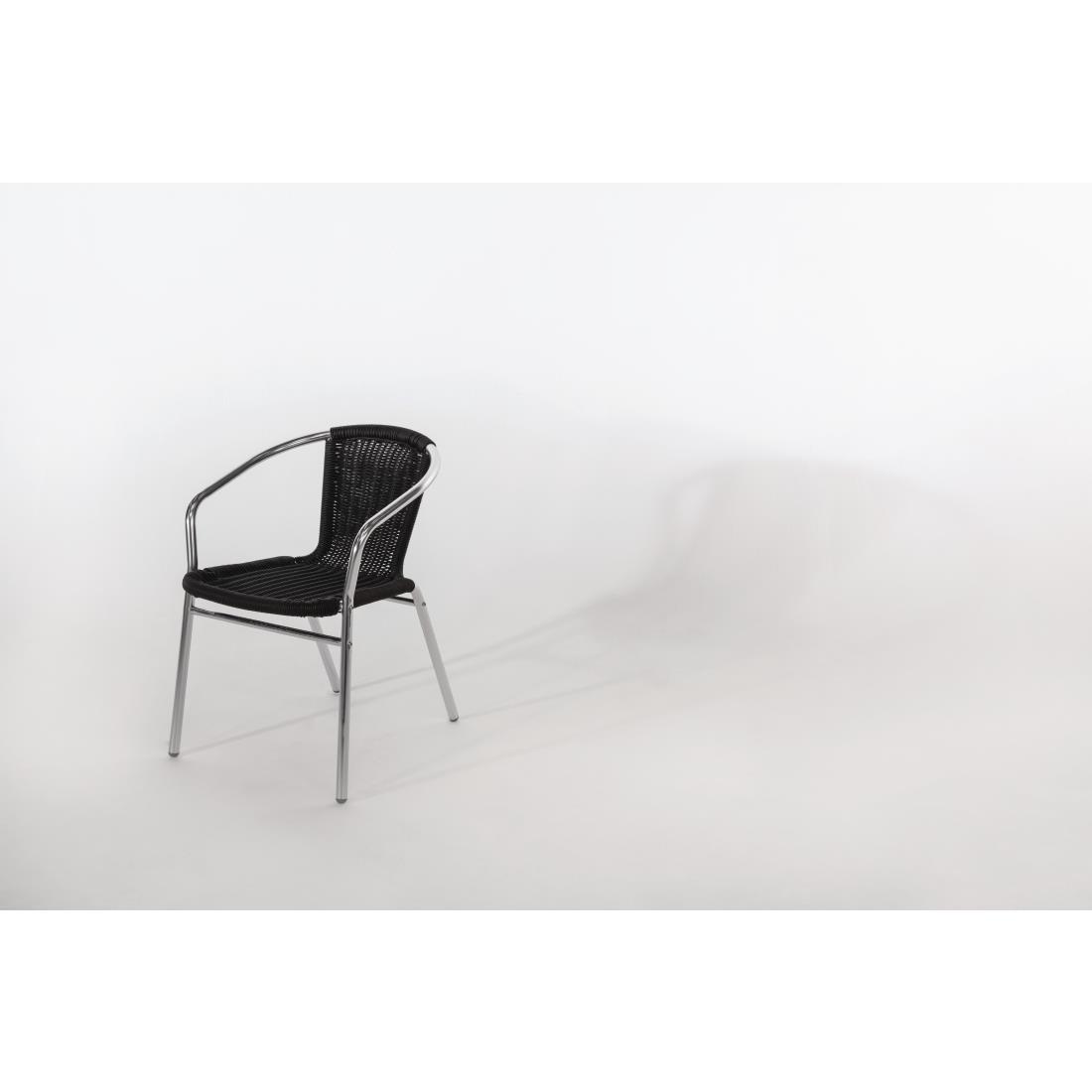 Bolero Aluminium and Black Wicker Chairs Black (Pack of 4) - U507  - 6
