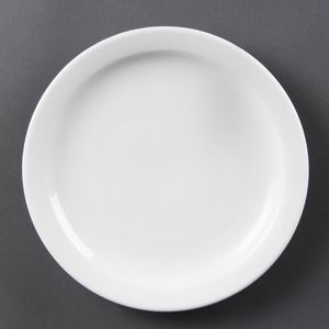 Olympia Whiteware Narrow Rimmed Plates 202mm (Pack of 12) - CB488  - 1